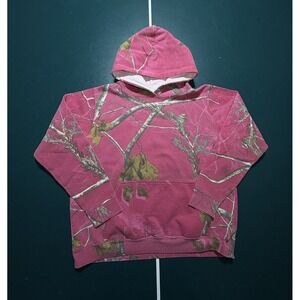 Realtree Pink Camo Hoodie Sweatshirt Women's Medium Camouflage Pullover Y2K